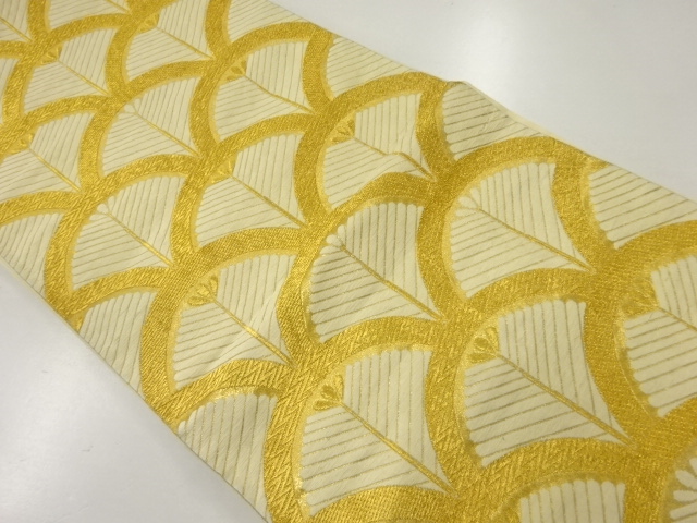 JAPNAESE KIMONO / ANTIQUE FUKURO OBI / SILK / WOVEN PINE & SEIGAIHA